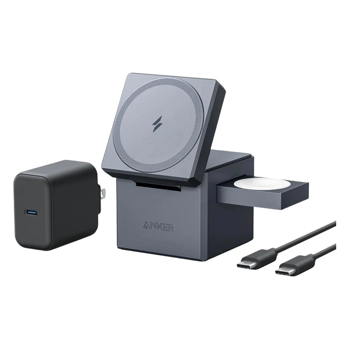Anker 3-in-1 Cube with MagSafe, kabelloses Laden, 15 W, 3 Ladeanschlüsse