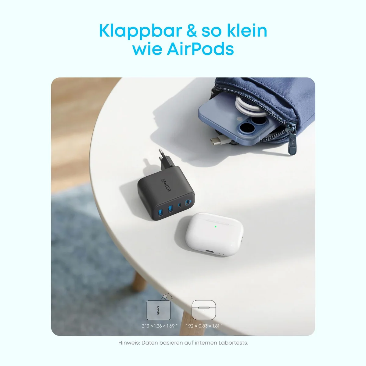 Anker A121E 50W USB-C Ladegerät, 4-Port Schnellladegerät 5