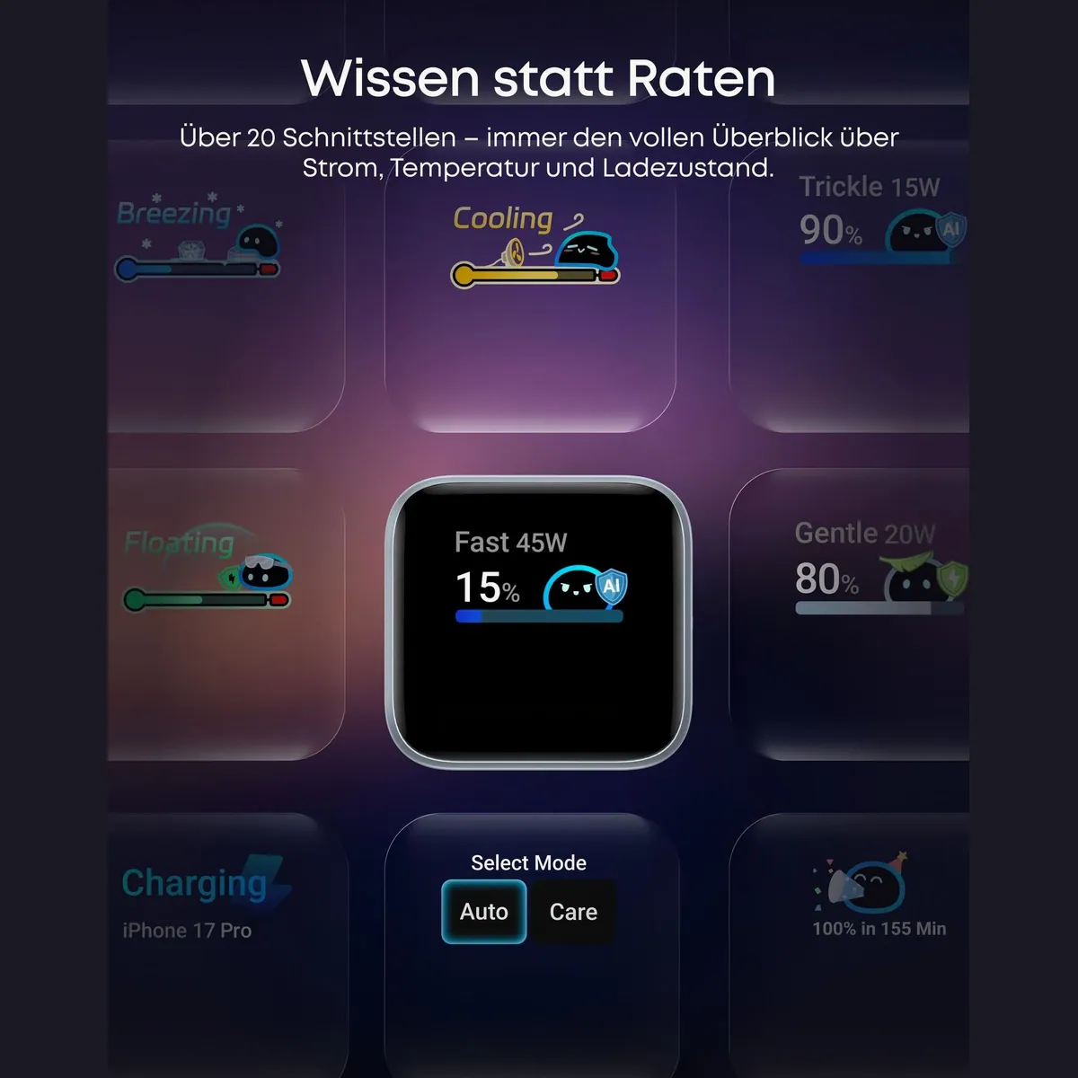 Anker Nano 45W USB-C Ladegerät, Smart Display, kompakt & leicht 5