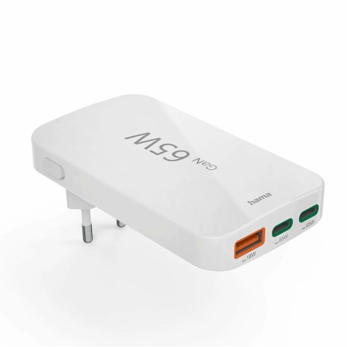 Hama Schnellladegerät, 65W, 2x USB-C, 1x USB-A, flach, PD/QC 2