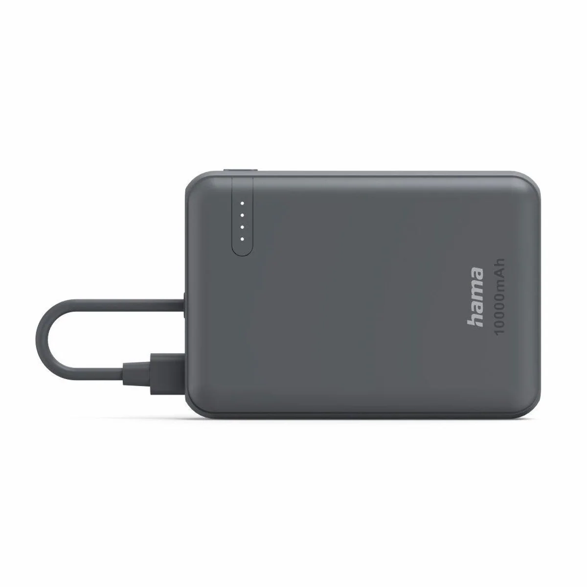 Hama Powerbank 10000 mAh, integriertes USB-C-Kabel, Fast Charge, grau 2