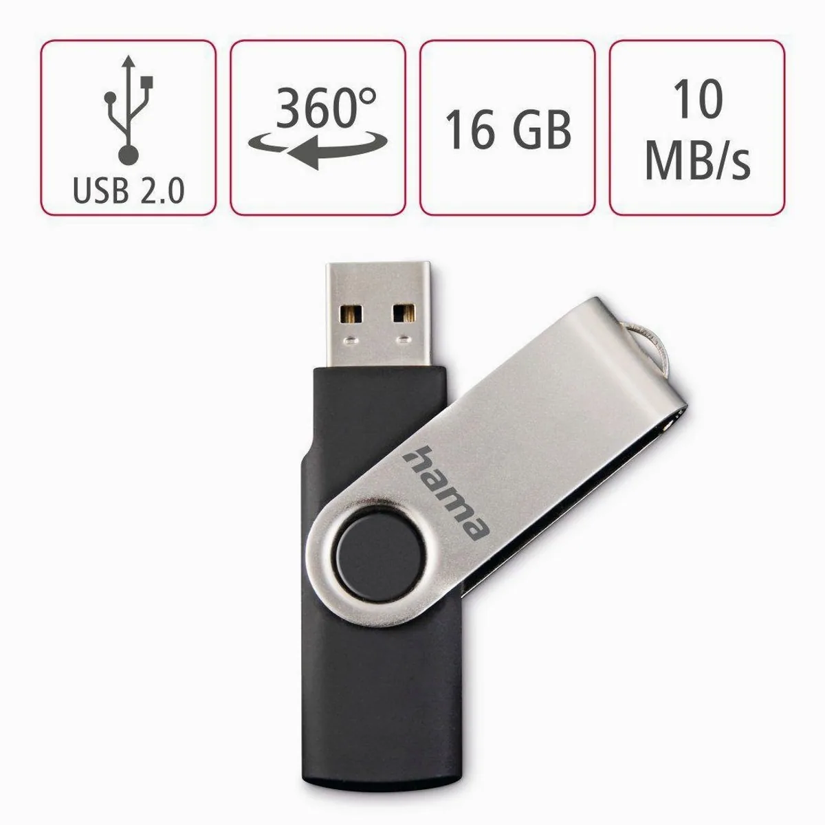 Hama Rotate USB-Stick, 16-128 GB, bis zu 15 MB/s Lesegeschwindigkeit 2