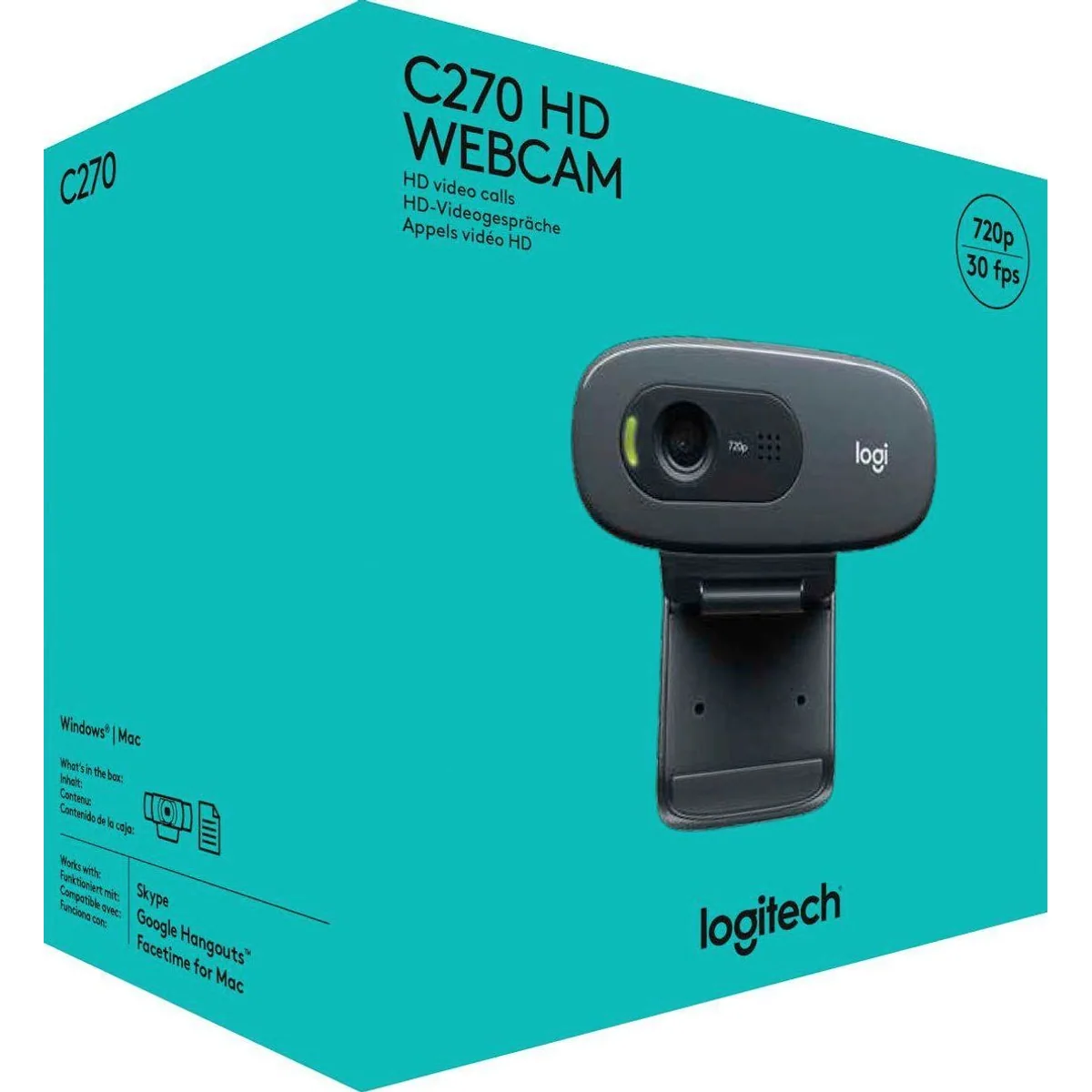 Logitech C270 Webcam, HD-Qualität, 720p Videoauflösung 2